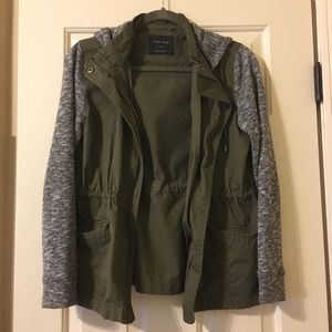 Army green jacket with gray sleeves